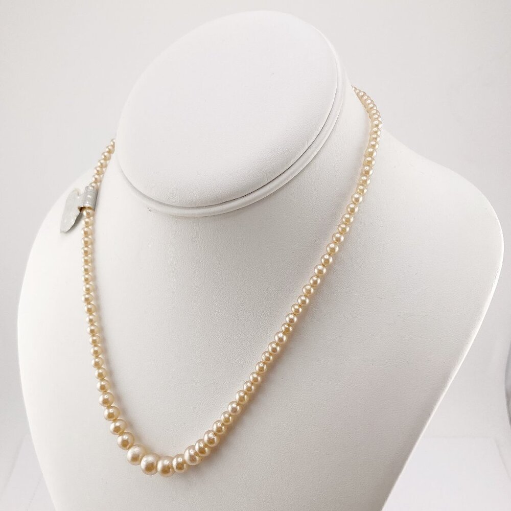 BALLERINA Vintage deadstock dark cream ivory graduated faux pearl necklace NWT - Picture 7 of 11